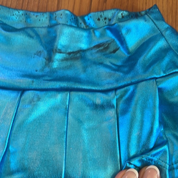 Metallic Blue Micro Mini Pleated Skirt Small - Picture 8 of 8